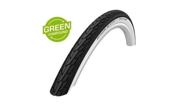 SCHWALBE Road Cruiser outer tire, wire bead, 700 &times; 40 (42-622), black/white with reflex, HS484, Green compound, 50 EPI